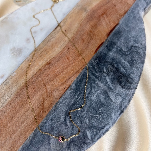 Solid 18K Yellow Gold Ladybug Beautiful Necklace 16" - Picture 3 of 14